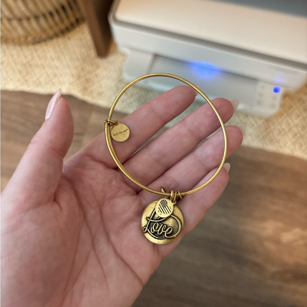 Gold Alex and Ani Love bangle bracelet brand new!
